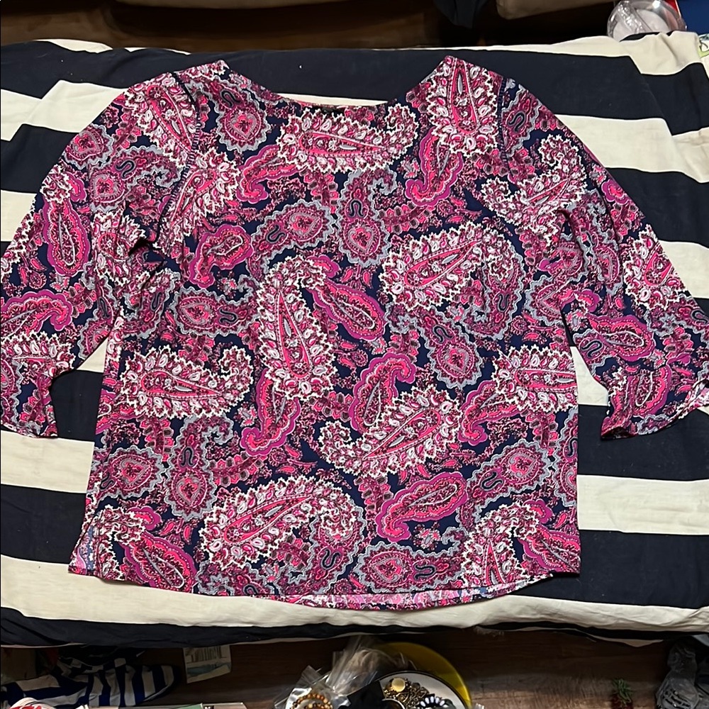 Talbots Pink and Blue Paisley Blouse